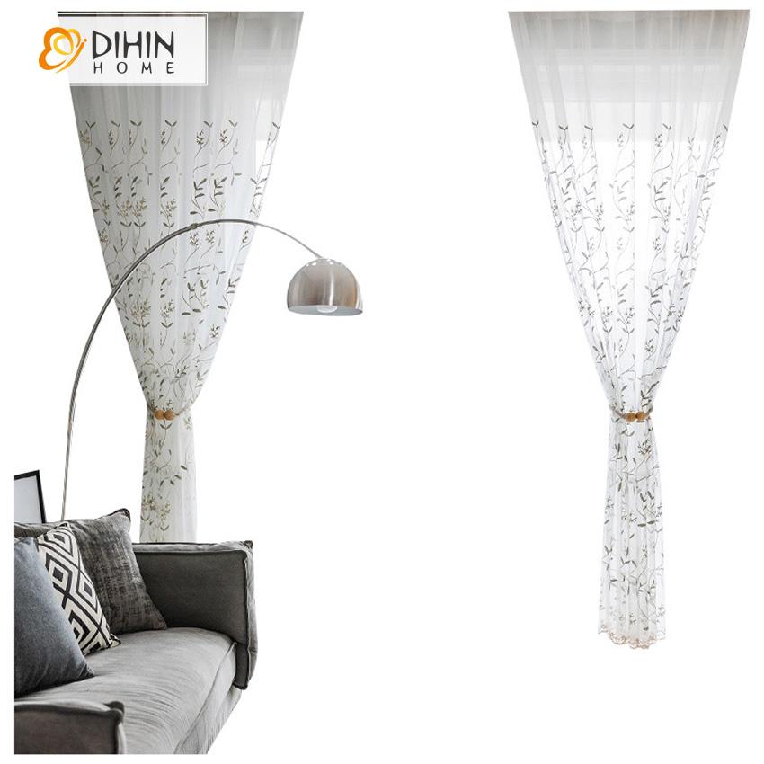 DIHIN HOME Pastoral White Embroidered Leaves,Sheer Curtain, Grommet Window Curtain for Living Room ,52x63-inch,1 Panel Roman Shades Curtains Window Blinds custom curtains blackout curtains curtains for living room sheer curtains curtain fabric linen curtains kitchen curtains velvet curtains pinch pleat curtains bay window curtains outdoor curtains pleated curtains floral curtains dining room curtains kitchen valances drapes for bedroom patio curtains nursery curtains grommet curtains