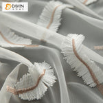 DIHIN HOME Pastoral White Feather Embroidered,Sheer Curtain,Grommet Window Curtain for Living Room ,52x63-inch,1 Panel Curtains custom curtains blackout curtains curtains for living room curtain fabric linen curtains