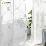 DIHIN HOME Pastoral White Flowers Embroidered Curtain,Blackout Curtains Grommet Window Curtain for Living Room ,52x84-inch,1 Panel Curtains custom curtains blackout curtains curtains for living room curtain fabric linen curtains
