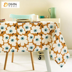 DIHIN HOME Pastoral White Flowers Printed Tablecloth For Rectangle Tables,Custom Washed Linen Tablecloth,Handmade Rectangle Table Cover Roman Shades Curtains Window Blinds custom curtains blackout curtains curtains for living room sheer curtains curtain fabric linen curtains kitchen curtains velvet curtains pinch pleat curtains bay window curtains outdoor curtains pleated curtains floral curtains dining room curtains kitchen valances drapes for bedroom patio curtains nursery curtains grommet curtains