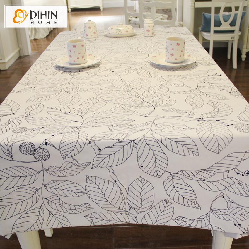 DIHIN HOME Pastoral White Leaves Printed Tablecloth For Rectangle Tables,Custom Washed Linen Tablecloth,Handmade Rectangle Table Cover Roman Shades Curtains Window Blinds custom curtains blackout curtains curtains for living room sheer curtains curtain fabric linen curtains kitchen curtains velvet curtains pinch pleat curtains bay window curtains outdoor curtains pleated curtains floral curtains dining room curtains kitchen valances drapes for bedroom patio curtains nursery curtains grommet curtains