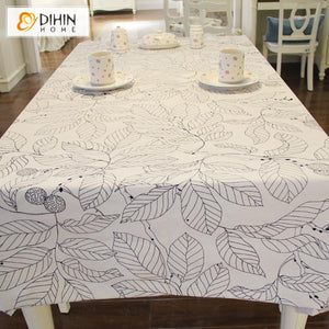 DIHIN HOME Pastoral White Leaves Printed Tablecloth For Rectangle Tables,Custom Washed Linen Tablecloth,Handmade Rectangle Table Cover Roman Shades Curtains Window Blinds custom curtains blackout curtains curtains for living room sheer curtains curtain fabric linen curtains kitchen curtains velvet curtains pinch pleat curtains bay window curtains outdoor curtains pleated curtains floral curtains dining room curtains kitchen valances drapes for bedroom patio curtains nursery curtains grommet curtains