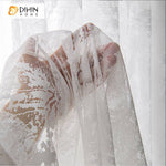 DIHIN HOME Pastoral White Maple Leaf Yarn-dyed Sheer Curtain,Grommet Window Curtain for Living Room ,52x63-inch,1 Panel Roman Shades Curtains Window Blinds custom curtains blackout curtains curtains for living room sheer curtains curtain fabric linen curtains kitchen curtains velvet curtains pinch pleat curtains bay window curtains outdoor curtains pleated curtains floral curtains dining room curtains kitchen valances drapes for bedroom patio curtains nursery curtains grommet curtains