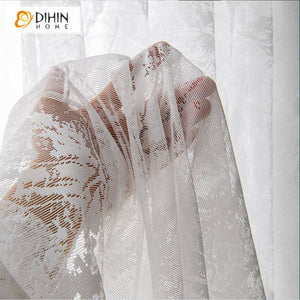 DIHIN HOME Pastoral White Maple Leaf Yarn-dyed Sheer Curtain,Grommet Window Curtain for Living Room ,52x63-inch,1 Panel Roman Shades Curtains Window Blinds custom curtains blackout curtains curtains for living room sheer curtains curtain fabric linen curtains kitchen curtains velvet curtains pinch pleat curtains bay window curtains outdoor curtains pleated curtains floral curtains dining room curtains kitchen valances drapes for bedroom patio curtains nursery curtains grommet curtains