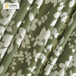 DIHIN HOME Pastoral White Plants Printed，Blackout Grommet Window Curtain for Living Room ,52x63-inch,1 Panel Roman Shades Curtains Window Blinds custom curtains blackout curtains curtains for living room sheer curtains curtain fabric linen curtains kitchen curtains velvet curtains pinch pleat curtains bay window curtains outdoor curtains pleated curtains floral curtains dining room curtains kitchen valances drapes for bedroom patio curtains nursery curtains grommet curtains