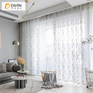 DIHIN HOME Pastoral Willow Branch Embroidered,Sheer Curtain,Grommet Window Curtain for Living Room ,52x63-inch,1 Panel Roman Shades Curtains Window Blinds custom curtains blackout curtains curtains for living room sheer curtains curtain fabric linen curtains kitchen curtains velvet curtains pinch pleat curtains bay window curtains outdoor curtains pleated curtains floral curtains dining room curtains kitchen valances drapes for bedroom patio curtains nursery curtains grommet curtains