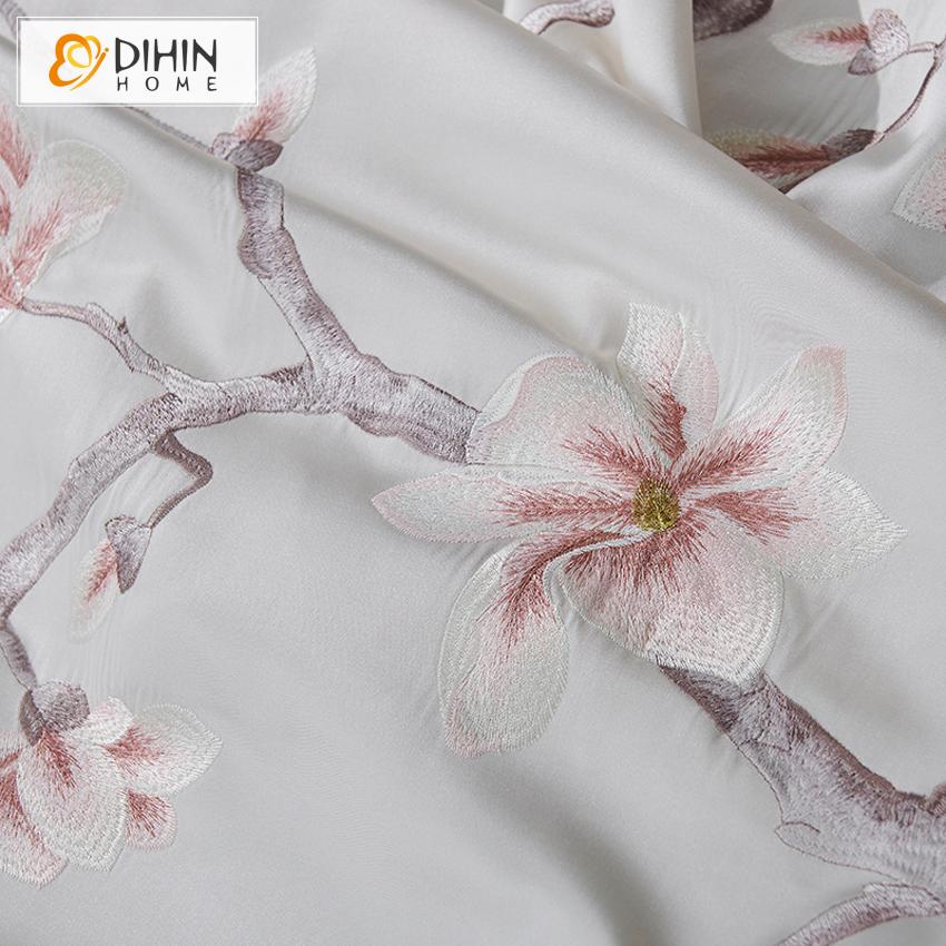 DIHIN HOME Pastoral Wintersweet High Precision Imitation Silk Embroidered Curtains,Blackout Grommet Window Curtain for Living Room ,52x63-inch,1 Panel Roman Shades Curtains Window Blinds custom curtains blackout curtains curtains for living room sheer curtains curtain fabric linen curtains kitchen curtains velvet curtains pinch pleat curtains bay window curtains outdoor curtains pleated curtains floral curtains dining room curtains kitchen valances drapes for bedroom patio curtains nursery curtains grommet 