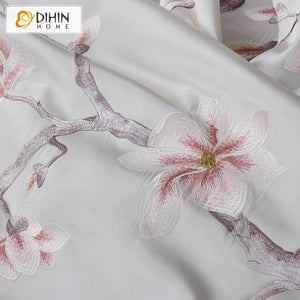 DIHIN HOME Pastoral Wintersweet High Precision Imitation Silk Embroidered Curtains,Blackout Grommet Window Curtain for Living Room ,52x63-inch,1 Panel Roman Shades Curtains Window Blinds custom curtains blackout curtains curtains for living room sheer curtains curtain fabric linen curtains kitchen curtains velvet curtains pinch pleat curtains bay window curtains outdoor curtains pleated curtains floral curtains dining room curtains kitchen valances drapes for bedroom patio curtains nursery curtains grommet 