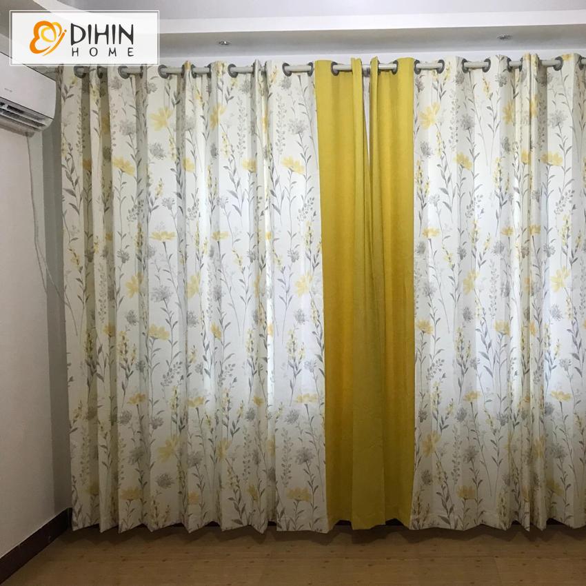 DIHIN HOME Pastoral Yellow Color Natural Floral Curtains,Blackout Grommet Window Curtain for Living Room ,52x63-inch,1 Panel Roman Shades Curtains Window Blinds custom curtains blackout curtains curtains for living room sheer curtains curtain fabric linen curtains kitchen curtains velvet curtains pinch pleat curtains bay window curtains outdoor curtains pleated curtains floral curtains dining room curtains kitchen valances drapes for bedroom patio curtains nursery curtains grommet curtains