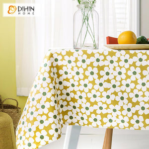 DIHIN HOME Pastoral Yellow Color White Flowers Printed Tablecloth For Rectangle Tables,Custom Washed Linen Tablecloth,Handmade Rectangle Table Cover Roman Shades Curtains Window Blinds custom curtains blackout curtains curtains for living room sheer curtains curtain fabric linen curtains kitchen curtains velvet curtains pinch pleat curtains bay window curtains outdoor curtains pleated curtains floral curtains dining room curtains kitchen valances drapes for bedroom patio curtains nursery curtains grommet cu