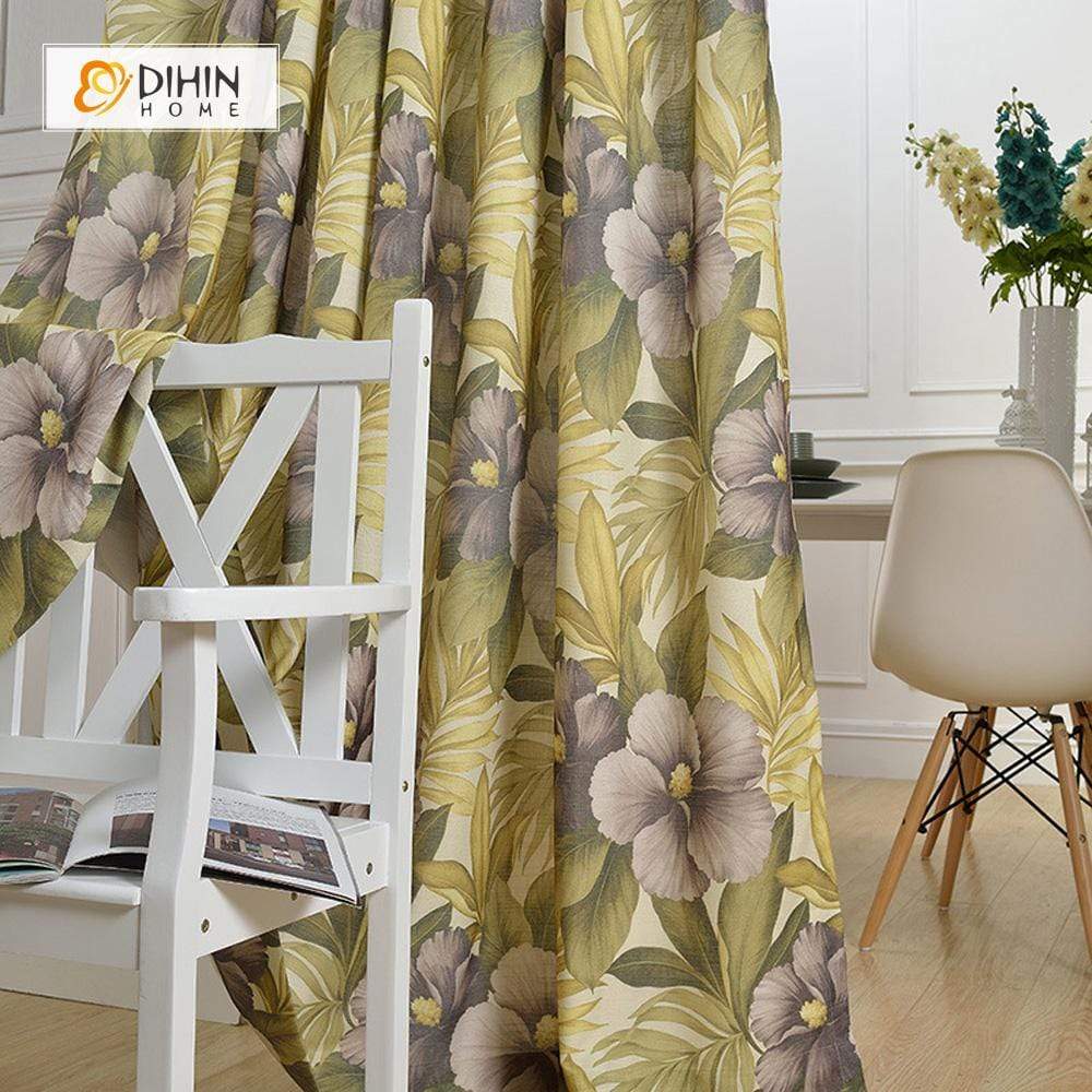 DIHIN HOME Pastoral Yellow Flowers Printed，Blackout Grommet Window Curtain for Living Room ,52x63-inch,1 Panel Roman Shades Curtains Window Blinds custom curtains blackout curtains curtains for living room sheer curtains curtain fabric linen curtains kitchen curtains velvet curtains pinch pleat curtains bay window curtains outdoor curtains pleated curtains floral curtains dining room curtains kitchen valances drapes for bedroom patio curtains nursery curtains grommet curtains