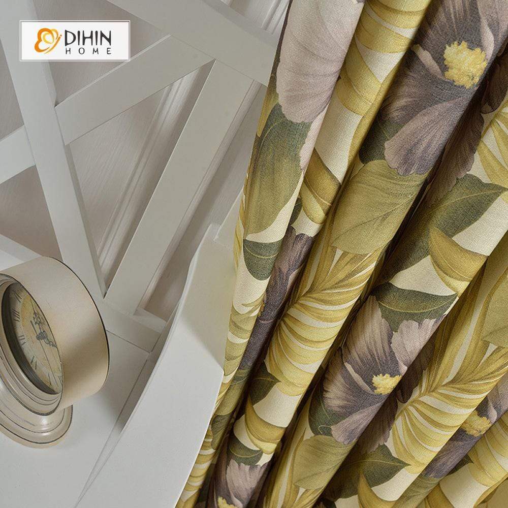 DIHIN HOME Pastoral Yellow Flowers Printed，Blackout Grommet Window Curtain for Living Room ,52x63-inch,1 Panel Roman Shades Curtains Window Blinds custom curtains blackout curtains curtains for living room sheer curtains curtain fabric linen curtains kitchen curtains velvet curtains pinch pleat curtains bay window curtains outdoor curtains pleated curtains floral curtains dining room curtains kitchen valances drapes for bedroom patio curtains nursery curtains grommet curtains