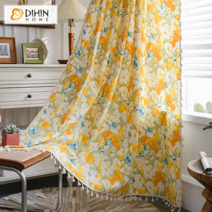 DIHIN HOME Pastoral Yellow Flowers Printed,Blackout Grommet Window Curtain for Living Room ,52x63-inch,1 Panel Roman Shades Curtains Window Blinds custom curtains blackout curtains curtains for living room sheer curtains curtain fabric linen curtains kitchen curtains velvet curtains pinch pleat curtains bay window curtains outdoor curtains pleated curtains floral curtains dining room curtains kitchen valances drapes for bedroom patio curtains nursery curtains grommet curtains