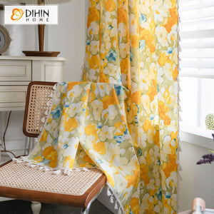 DIHIN HOME Pastoral Yellow Flowers Printed,Blackout Grommet Window Curtain for Living Room ,52x63-inch,1 Panel Roman Shades Curtains Window Blinds custom curtains blackout curtains curtains for living room sheer curtains curtain fabric linen curtains kitchen curtains velvet curtains pinch pleat curtains bay window curtains outdoor curtains pleated curtains floral curtains dining room curtains kitchen valances drapes for bedroom patio curtains nursery curtains grommet curtains