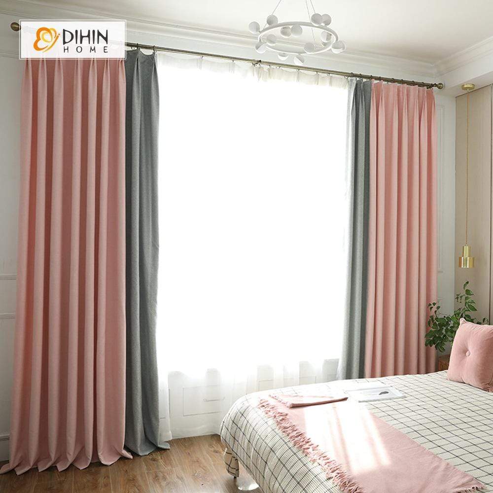 DIHIN HOME Pink and Grey  Printed，Blackout Grommet Window Curtain for Living Room ,52x63-inch,1 Panel Roman Shades Curtains Window Blinds custom curtains blackout curtains curtains for living room sheer curtains curtain fabric linen curtains kitchen curtains velvet curtains pinch pleat curtains bay window curtains outdoor curtains pleated curtains floral curtains dining room curtains kitchen valances drapes for bedroom patio curtains nursery curtains grommet curtains