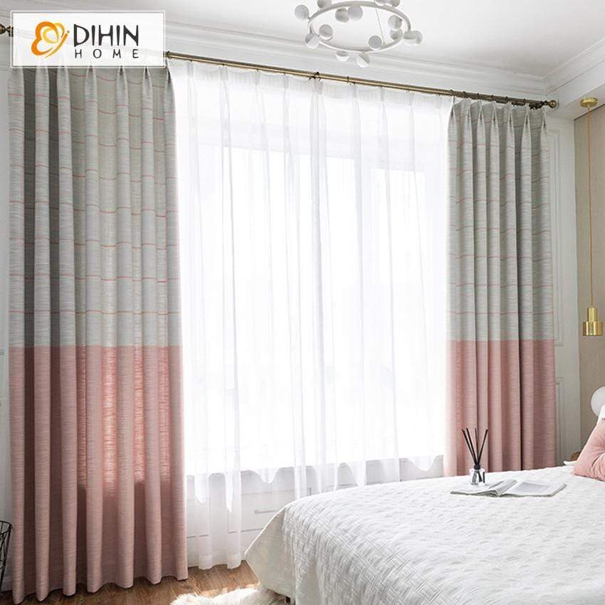 DIHIN HOME Pink Color Striped Cotton Linen Curtains ,Blackout Grommet Window Curtain for Living Room ,52x63-inch,1 Panel Roman Shades Curtains Window Blinds custom curtains blackout curtains curtains for living room sheer curtains curtain fabric linen curtains kitchen curtains velvet curtains pinch pleat curtains bay window curtains outdoor curtains pleated curtains floral curtains dining room curtains kitchen valances drapes for bedroom patio curtains nursery curtains grommet curtains