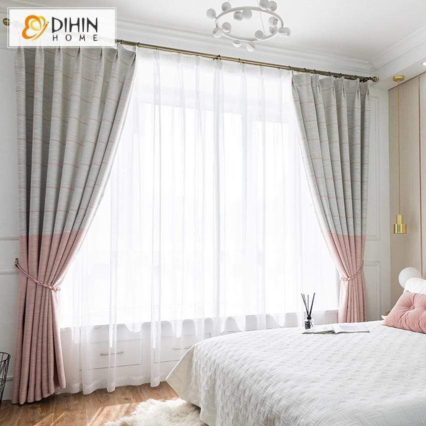 DIHIN HOME Pink Color Striped Cotton Linen Curtains ,Blackout Grommet Window Curtain for Living Room ,52x63-inch,1 Panel Roman Shades Curtains Window Blinds custom curtains blackout curtains curtains for living room sheer curtains curtain fabric linen curtains kitchen curtains velvet curtains pinch pleat curtains bay window curtains outdoor curtains pleated curtains floral curtains dining room curtains kitchen valances drapes for bedroom patio curtains nursery curtains grommet curtains