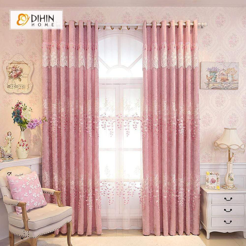 DIHIN HOME Pink Love Embroidered ,Blackout Grommet Window Curtain for Living Room ,52x63-inch,1 Panel Roman Shades Curtains Window Blinds custom curtains blackout curtains curtains for living room sheer curtains curtain fabric linen curtains kitchen curtains velvet curtains pinch pleat curtains bay window curtains outdoor curtains pleated curtains floral curtains dining room curtains kitchen valances drapes for bedroom patio curtains nursery curtains grommet curtains