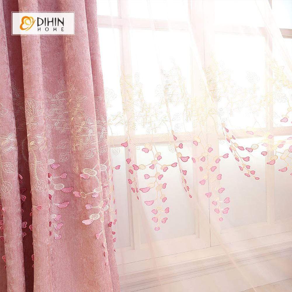DIHIN HOME Pink Love Embroidered ,Blackout Grommet Window Curtain for Living Room ,52x63-inch,1 Panel Roman Shades Curtains Window Blinds custom curtains blackout curtains curtains for living room sheer curtains curtain fabric linen curtains kitchen curtains velvet curtains pinch pleat curtains bay window curtains outdoor curtains pleated curtains floral curtains dining room curtains kitchen valances drapes for bedroom patio curtains nursery curtains grommet curtains
