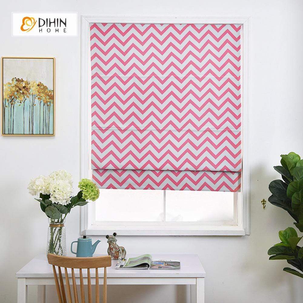 DIHIN HOME Pink Wave Printed Roman Shades ,Easy Install Washable Curtains ,Customized Window Curtain Drape, 24"W X 64"H Roman Shades Curtains Window Blinds custom curtains blackout curtains curtains for living room sheer curtains curtain fabric linen curtains kitchen curtains velvet curtains pinch pleat curtains bay window curtains outdoor curtains pleated curtains floral curtains dining room curtains kitchen valances drapes for bedroom patio curtains nursery curtains grommet curtains