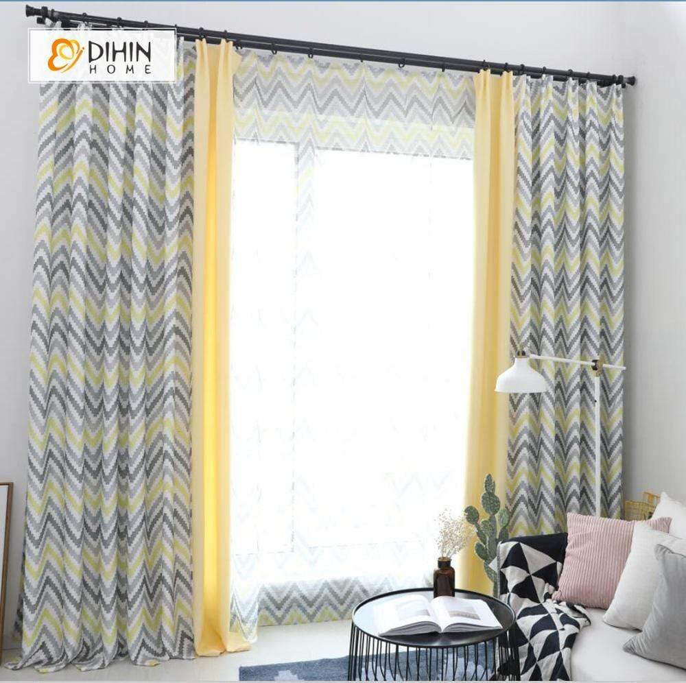 DIHIN HOME Pixel style Yellow Black Stripes Printed，Blackout Grommet Window Curtain for Living Room ,52x63-inch,1 Panel Roman Shades Curtains Window Blinds custom curtains blackout curtains curtains for living room sheer curtains curtain fabric linen curtains kitchen curtains velvet curtains pinch pleat curtains bay window curtains outdoor curtains pleated curtains floral curtains dining room curtains kitchen valances drapes for bedroom patio curtains nursery curtains grommet curtains