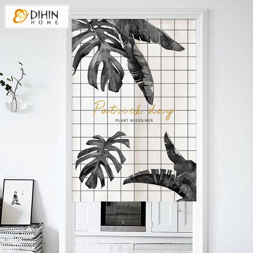 DIHIN HOME Plants Blessings Printed Japanese Noren Doorway Curtain Tapestry,Cotton Linen,Door Way Curtain Door Hanging Tapestry,33.5''Wx59''L,1 PanelDoor CurtainDIHINHOME Home Textile