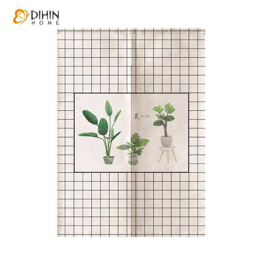 DIHIN HOME Potted Landscape Printed Japanese Noren Doorway Curtain Tapestry,Cotton Linen,Door Way Curtain Door Hanging Tapestry,33.5''Wx59''L,1 Panel Roman Shades Window Curtains Curtains Window Blinds Curtains Drapes linen drapery curtains and drapes windows drapes custom curtains blackout curtains curtains for living room window shades sheer curtains curtain fabric window treatments custom drapery