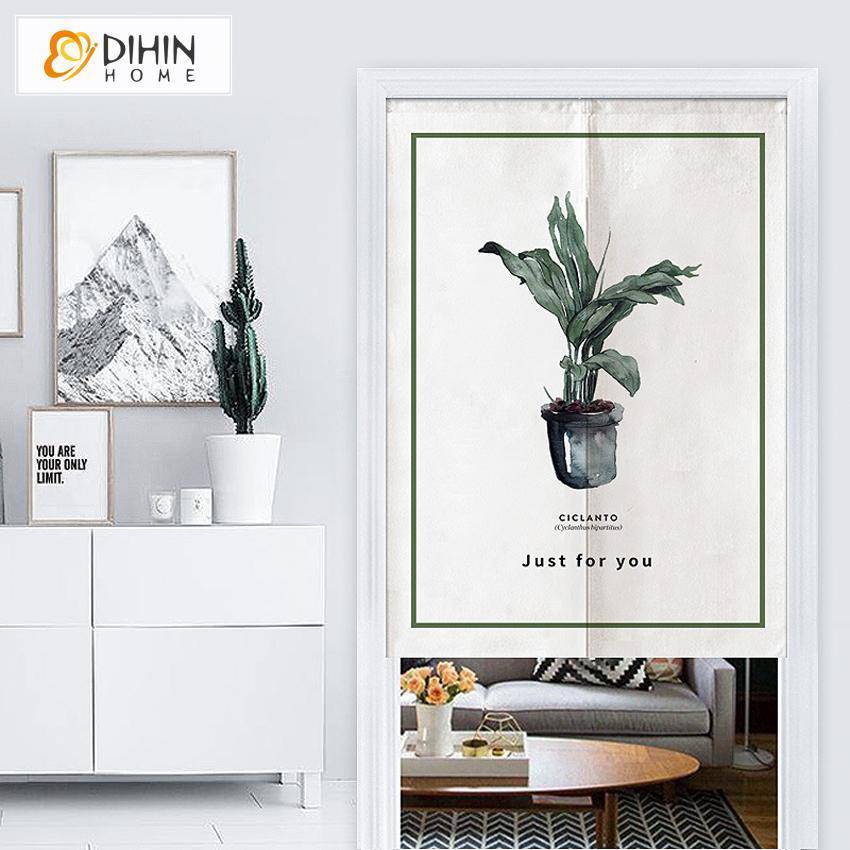 DIHIN HOME Potted Landscape Printed Japanese Noren Doorway Curtain Tapestry,Cotton Linen,Door Way Curtain Door Hanging Tapestry,33.5''Wx59''L,1 Panel Roman Shades Window Curtains Curtains Window Blinds Curtains Drapes linen drapery curtains and drapes windows drapes custom curtains blackout curtains curtains for living room window shades sheer curtains curtain fabric window treatments custom drapery