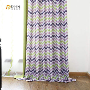 DIHIN HOME Purple and Green Wave Printed，Blackout Grommet Window Curtain for Living Room ,52x63-inch,1 Panel Roman Shades Curtains Window Blinds custom curtains blackout curtains curtains for living room sheer curtains curtain fabric linen curtains kitchen curtains velvet curtains pinch pleat curtains bay window curtains outdoor curtains pleated curtains floral curtains dining room curtains kitchen valances drapes for bedroom patio curtains nursery curtains grommet curtains