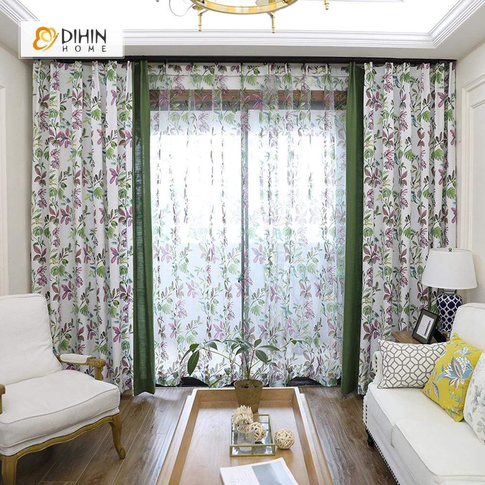 DIHIN HOME Purple Flower and Branch Printed，Blackout Grommet Window Curtain for Living Room ,52x63-inch,1 Panel Roman Shades Curtains Window Blinds custom curtains blackout curtains curtains for living room sheer curtains curtain fabric linen curtains kitchen curtains velvet curtains pinch pleat curtains bay window curtains outdoor curtains pleated curtains floral curtains dining room curtains kitchen valances drapes for bedroom patio curtains nursery curtains grommet curtains