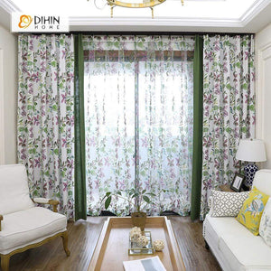 DIHIN HOME Purple Flower and Branch Printed，Blackout Grommet Window Curtain for Living Room ,52x63-inch,1 Panel Roman Shades Curtains Window Blinds custom curtains blackout curtains curtains for living room sheer curtains curtain fabric linen curtains kitchen curtains velvet curtains pinch pleat curtains bay window curtains outdoor curtains pleated curtains floral curtains dining room curtains kitchen valances drapes for bedroom patio curtains nursery curtains grommet curtains
