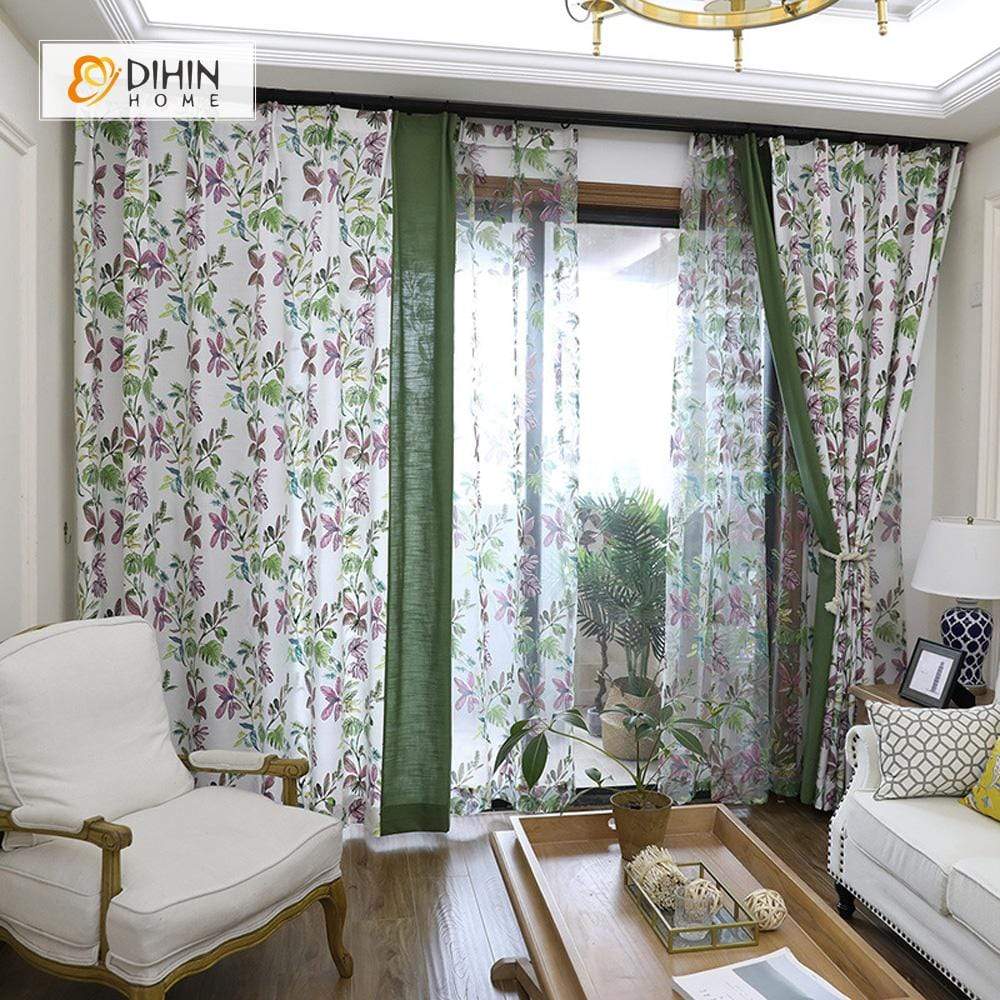 DIHIN HOME Purple Flower and Branch Printed，Blackout Grommet Window Curtain for Living Room ,52x63-inch,1 Panel Roman Shades Curtains Window Blinds custom curtains blackout curtains curtains for living room sheer curtains curtain fabric linen curtains kitchen curtains velvet curtains pinch pleat curtains bay window curtains outdoor curtains pleated curtains floral curtains dining room curtains kitchen valances drapes for bedroom patio curtains nursery curtains grommet curtains
