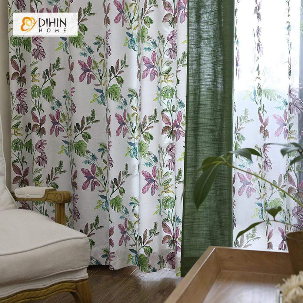 DIHIN HOME Purple Flower and Branch Printed，Blackout Grommet Window Curtain for Living Room ,52x63-inch,1 Panel Roman Shades Curtains Window Blinds custom curtains blackout curtains curtains for living room sheer curtains curtain fabric linen curtains kitchen curtains velvet curtains pinch pleat curtains bay window curtains outdoor curtains pleated curtains floral curtains dining room curtains kitchen valances drapes for bedroom patio curtains nursery curtains grommet curtains