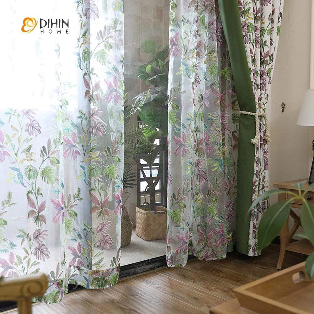 DIHIN HOME Purple Flower and Branch Printed，Blackout Grommet Window Curtain for Living Room ,52x63-inch,1 Panel Roman Shades Curtains Window Blinds custom curtains blackout curtains curtains for living room sheer curtains curtain fabric linen curtains kitchen curtains velvet curtains pinch pleat curtains bay window curtains outdoor curtains pleated curtains floral curtains dining room curtains kitchen valances drapes for bedroom patio curtains nursery curtains grommet curtains