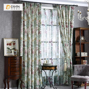 DIHIN HOME Purple Flowers and Leaves Printed，Blackout Grommet Window Curtain for Living Room ,52x63-inch,1 Panel Roman Shades Curtains Window Blinds custom curtains blackout curtains curtains for living room sheer curtains curtain fabric linen curtains kitchen curtains velvet curtains pinch pleat curtains bay window curtains outdoor curtains pleated curtains floral curtains dining room curtains kitchen valances drapes for bedroom patio curtains nursery curtains grommet curtains