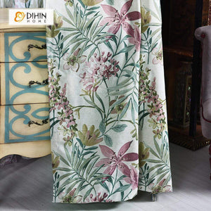 DIHIN HOME Purple Flowers and Leaves Printed，Blackout Grommet Window Curtain for Living Room ,52x63-inch,1 Panel Roman Shades Curtains Window Blinds custom curtains blackout curtains curtains for living room sheer curtains curtain fabric linen curtains kitchen curtains velvet curtains pinch pleat curtains bay window curtains outdoor curtains pleated curtains floral curtains dining room curtains kitchen valances drapes for bedroom patio curtains nursery curtains grommet curtains