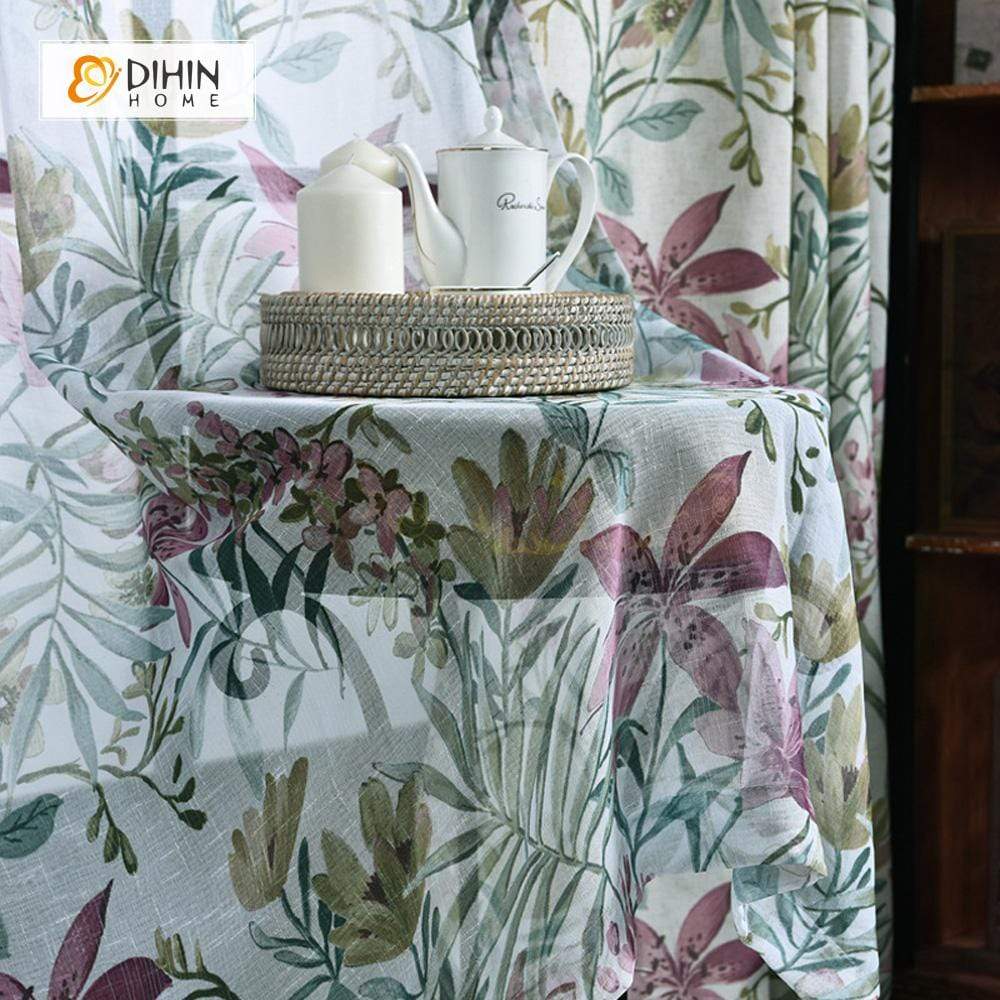 DIHIN HOME Purple Flowers and Leaves Printed，Blackout Grommet Window Curtain for Living Room ,52x63-inch,1 Panel Roman Shades Curtains Window Blinds custom curtains blackout curtains curtains for living room sheer curtains curtain fabric linen curtains kitchen curtains velvet curtains pinch pleat curtains bay window curtains outdoor curtains pleated curtains floral curtains dining room curtains kitchen valances drapes for bedroom patio curtains nursery curtains grommet curtains