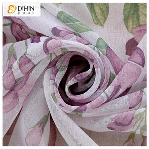 DIHIN HOME Purple Flowers Printed Sheer Curtain,Blackout Grommet Window Curtain for Living Room ,52x63-inch,1 Panel Roman Shades Curtains Window Blinds custom curtains blackout curtains curtains for living room sheer curtains curtain fabric linen curtains kitchen curtains velvet curtains pinch pleat curtains bay window curtains outdoor curtains pleated curtains floral curtains dining room curtains kitchen valances drapes for bedroom patio curtains nursery curtains grommet curtains