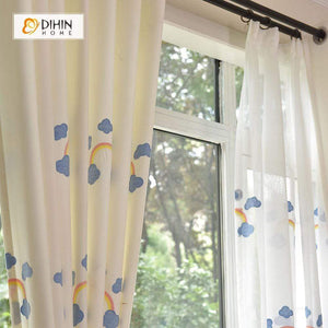 DIHIN HOME Rainbow and Cloud Embroidered，Blackout Grommet Window Curtain for Living Room ,52x63-inch,1 Panel Roman Shades Curtains Window Blinds custom curtains blackout curtains curtains for living room sheer curtains curtain fabric linen curtains kitchen curtains velvet curtains pinch pleat curtains bay window curtains outdoor curtains pleated curtains floral curtains dining room curtains kitchen valances drapes for bedroom patio curtains nursery curtains grommet curtains