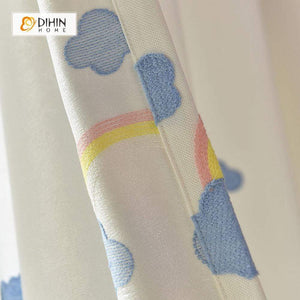 DIHIN HOME Rainbow and Cloud Embroidered，Blackout Grommet Window Curtain for Living Room ,52x63-inch,1 Panel Roman Shades Curtains Window Blinds custom curtains blackout curtains curtains for living room sheer curtains curtain fabric linen curtains kitchen curtains velvet curtains pinch pleat curtains bay window curtains outdoor curtains pleated curtains floral curtains dining room curtains kitchen valances drapes for bedroom patio curtains nursery curtains grommet curtains