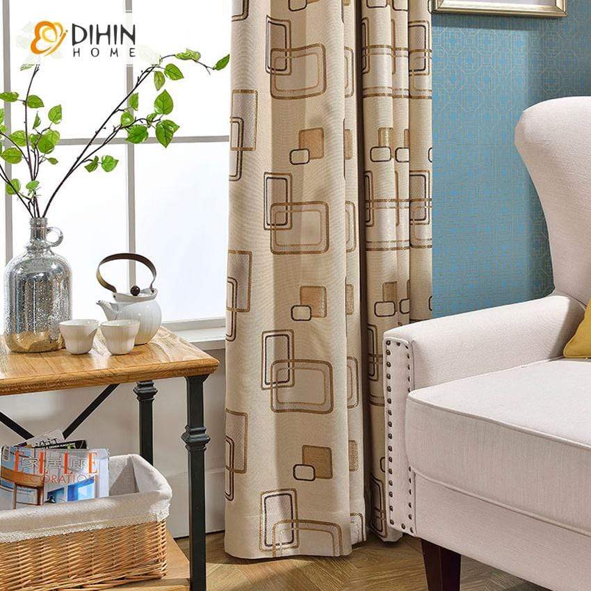 DIHIN HOME Rectangle Lines Embroidered,Blackout Grommet Window Curtain for Living Room ,52x63-inch,1 Pane Roman Shades Curtains Window Blinds custom curtains blackout curtains curtains for living room sheer curtains curtain fabric linen curtains kitchen curtains velvet curtains pinch pleat curtains bay window curtains outdoor curtains pleated curtains floral curtains dining room curtains kitchen valances drapes for bedroom patio curtains nursery curtains grommet curtains