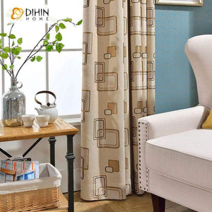 DIHIN HOME Rectangle Lines Embroidered,Blackout Grommet Window Curtain for Living Room ,52x63-inch,1 Pane Roman Shades Curtains Window Blinds custom curtains blackout curtains curtains for living room sheer curtains curtain fabric linen curtains kitchen curtains velvet curtains pinch pleat curtains bay window curtains outdoor curtains pleated curtains floral curtains dining room curtains kitchen valances drapes for bedroom patio curtains nursery curtains grommet curtains