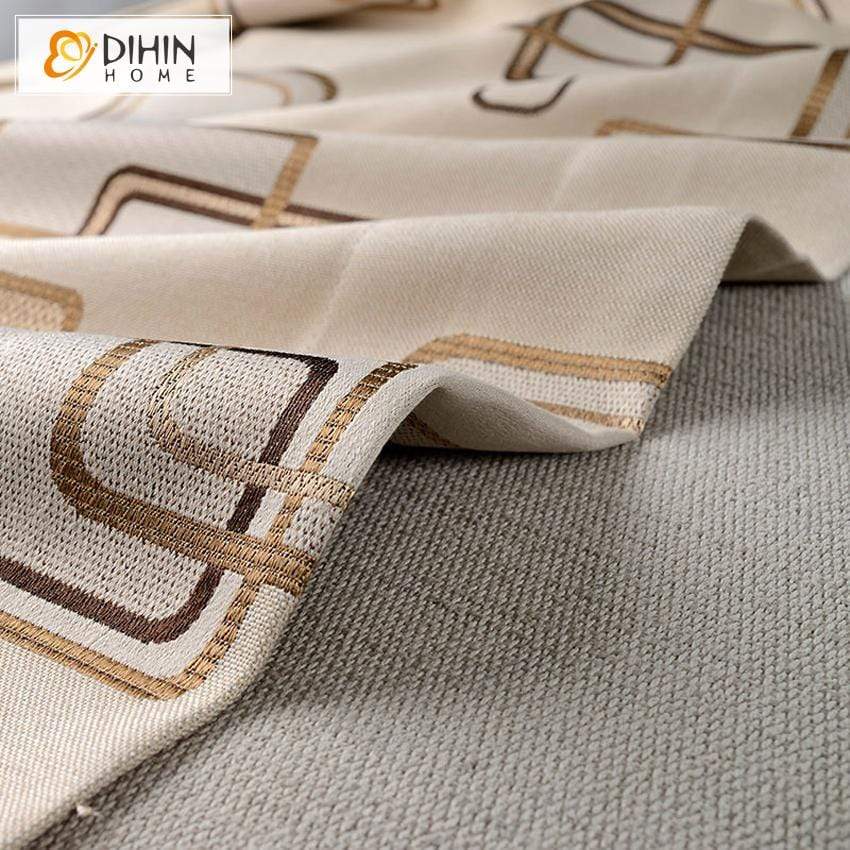 DIHIN HOME Rectangle Lines Embroidered,Blackout Grommet Window Curtain for Living Room ,52x63-inch,1 Pane Roman Shades Curtains Window Blinds custom curtains blackout curtains curtains for living room sheer curtains curtain fabric linen curtains kitchen curtains velvet curtains pinch pleat curtains bay window curtains outdoor curtains pleated curtains floral curtains dining room curtains kitchen valances drapes for bedroom patio curtains nursery curtains grommet curtains