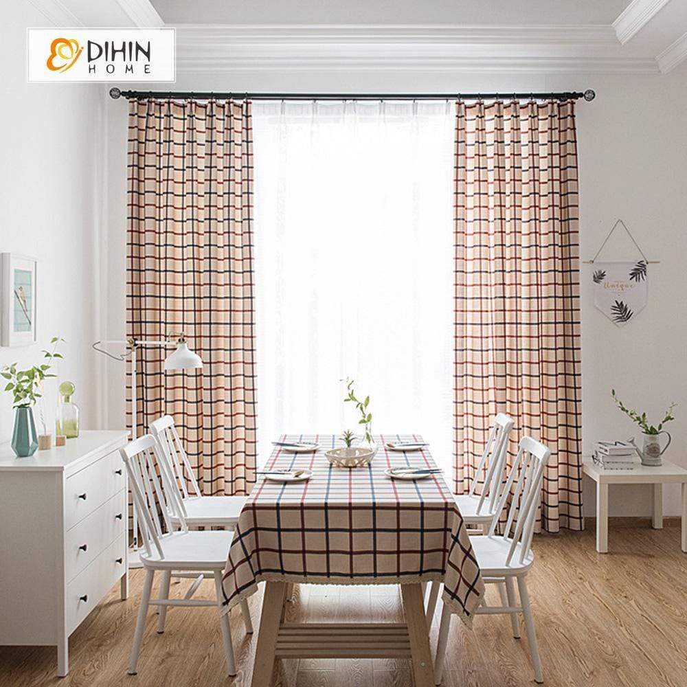 DIHIN HOME Red and Brown Lines Printed，Blackout Grommet Window Curtain for Living Room ,52x63-inch,1 Panel Roman Shades Curtains Window Blinds custom curtains blackout curtains curtains for living room sheer curtains curtain fabric linen curtains kitchen curtains velvet curtains pinch pleat curtains bay window curtains outdoor curtains pleated curtains floral curtains dining room curtains kitchen valances drapes for bedroom patio curtains nursery curtains grommet curtains