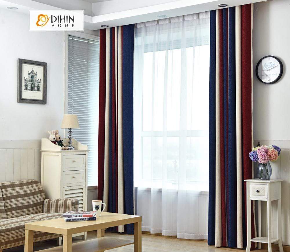 DIHIN HOME Red Blue Beige Printed，Blackout Grommet Window Curtain for Living Room ,52x63-inch,1 Panel Roman Shades Curtains Window Blinds custom curtains blackout curtains curtains for living room sheer curtains curtain fabric linen curtains kitchen curtains velvet curtains pinch pleat curtains bay window curtains outdoor curtains pleated curtains floral curtains dining room curtains kitchen valances drapes for bedroom patio curtains nursery curtains grommet curtains