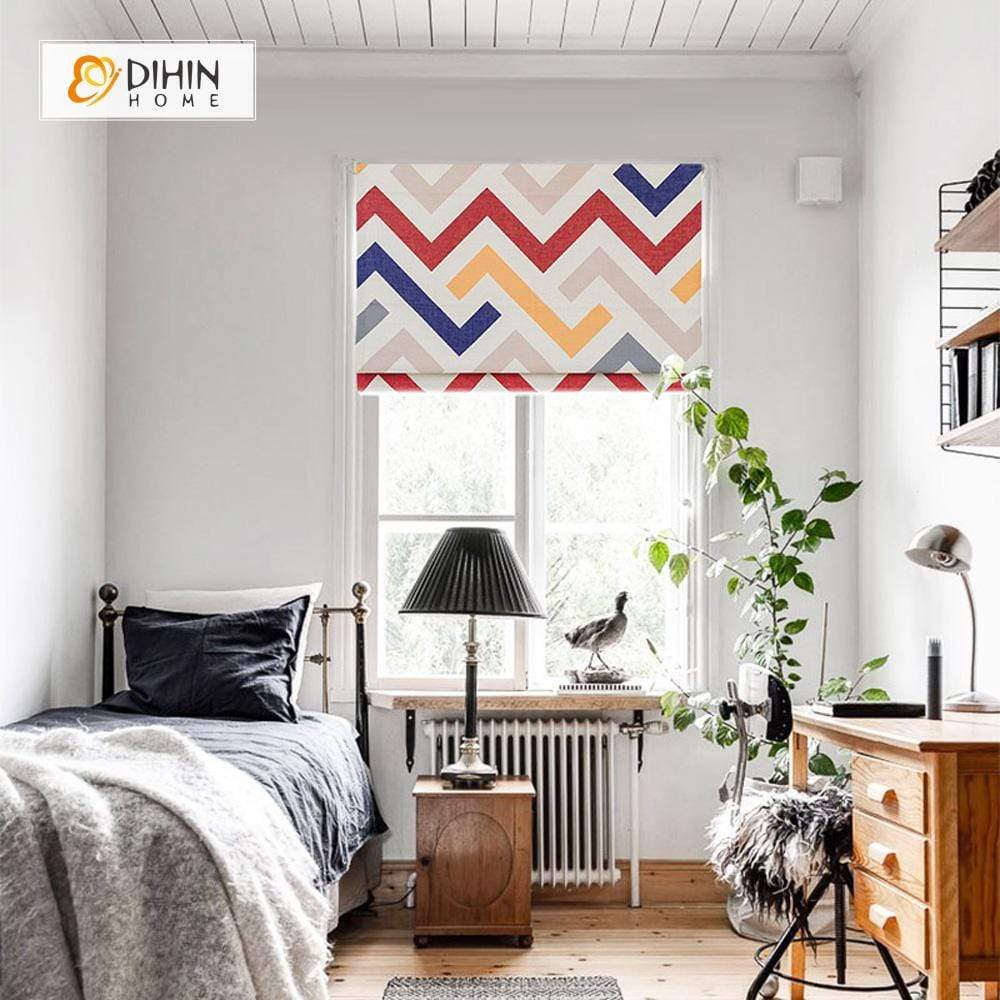 DIHIN HOME Red Blue Yellow Lines Printed Roman Shades ,Easy Install Washable Curtains ,Customized Window Curtain Drape, 24"W X 64"H Roman Shades Curtains Window Blinds custom curtains blackout curtains curtains for living room sheer curtains curtain fabric linen curtains kitchen curtains velvet curtains pinch pleat curtains bay window curtains outdoor curtains pleated curtains floral curtains dining room curtains kitchen valances drapes for bedroom patio curtains nursery curtains grommet curtains