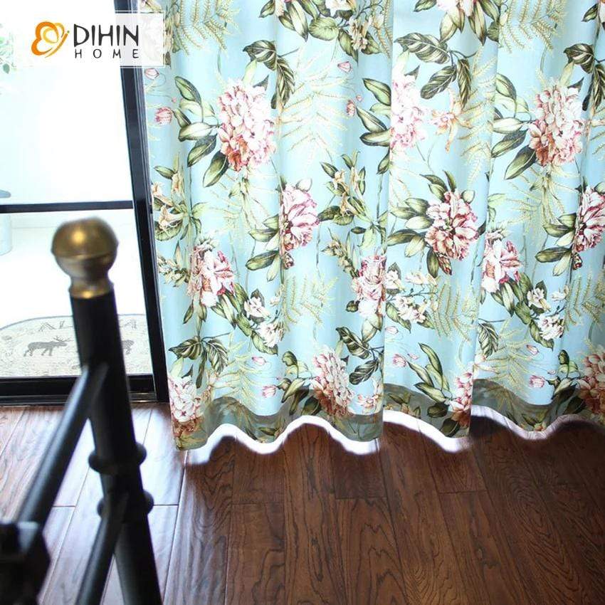 DIHIN HOME Red Flowers Green Leaves Printed,Blackout Grommet Window Curtain for Living Room ,52x63-inch,1 Panel Roman Shades Curtains Window Blinds custom curtains blackout curtains curtains for living room sheer curtains curtain fabric linen curtains kitchen curtains velvet curtains pinch pleat curtains bay window curtains outdoor curtains pleated curtains floral curtains dining room curtains kitchen valances drapes for bedroom patio curtains nursery curtains grommet curtains