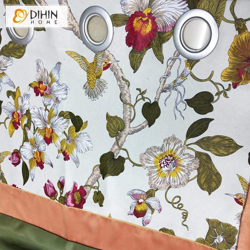 DIHIN HOME Red Flowers Yellow Birds Printed,Blackout Grommet Window Curtain for Living Room ,52x63-inch,1 Panel Roman Shades Curtains Window Blinds custom curtains blackout curtains curtains for living room sheer curtains curtain fabric linen curtains kitchen curtains velvet curtains pinch pleat curtains bay window curtains outdoor curtains pleated curtains floral curtains dining room curtains kitchen valances drapes for bedroom patio curtains nursery curtains grommet curtains