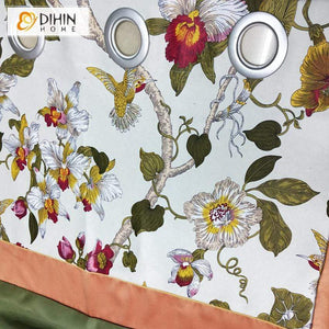 DIHIN HOME Red Flowers Yellow Birds Printed,Blackout Grommet Window Curtain for Living Room ,52x63-inch,1 Panel Roman Shades Curtains Window Blinds custom curtains blackout curtains curtains for living room sheer curtains curtain fabric linen curtains kitchen curtains velvet curtains pinch pleat curtains bay window curtains outdoor curtains pleated curtains floral curtains dining room curtains kitchen valances drapes for bedroom patio curtains nursery curtains grommet curtains