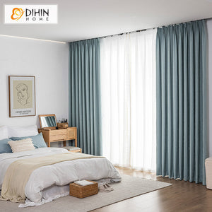 DIHIN HOME Retro American Vintage Wood Wrinkled Blue Embossing,Blackout Grommet Window Curtain for Living Room ,52x63-inch,1 Panel Roman Shades Curtains Window Blinds custom curtains blackout curtains curtains for living room sheer curtains curtain fabric linen curtains kitchen curtains velvet curtains pinch pleat curtains bay window curtains outdoor curtains pleated curtains floral curtains dining room curtains kitchen valances drapes for bedroom patio curtains nursery curtains grommet curtains